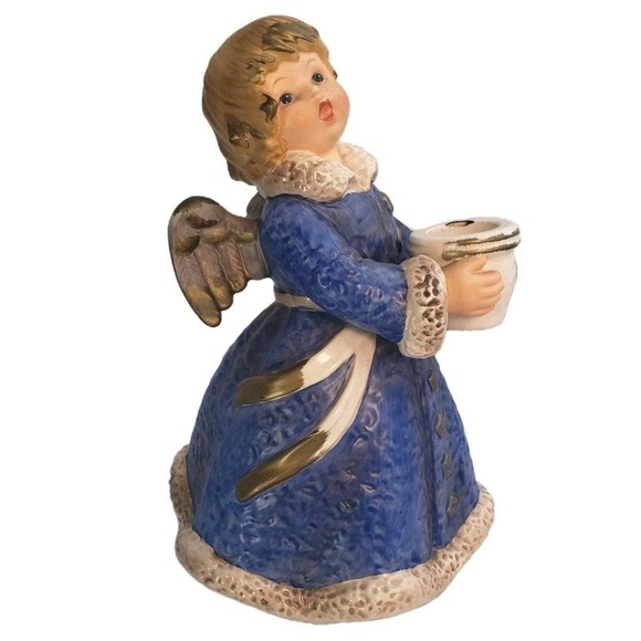 Goebel Other - Goebel Handarbeit Large Angel W Germany 42 329 22 Blue Candleholder Frobek 8.75"